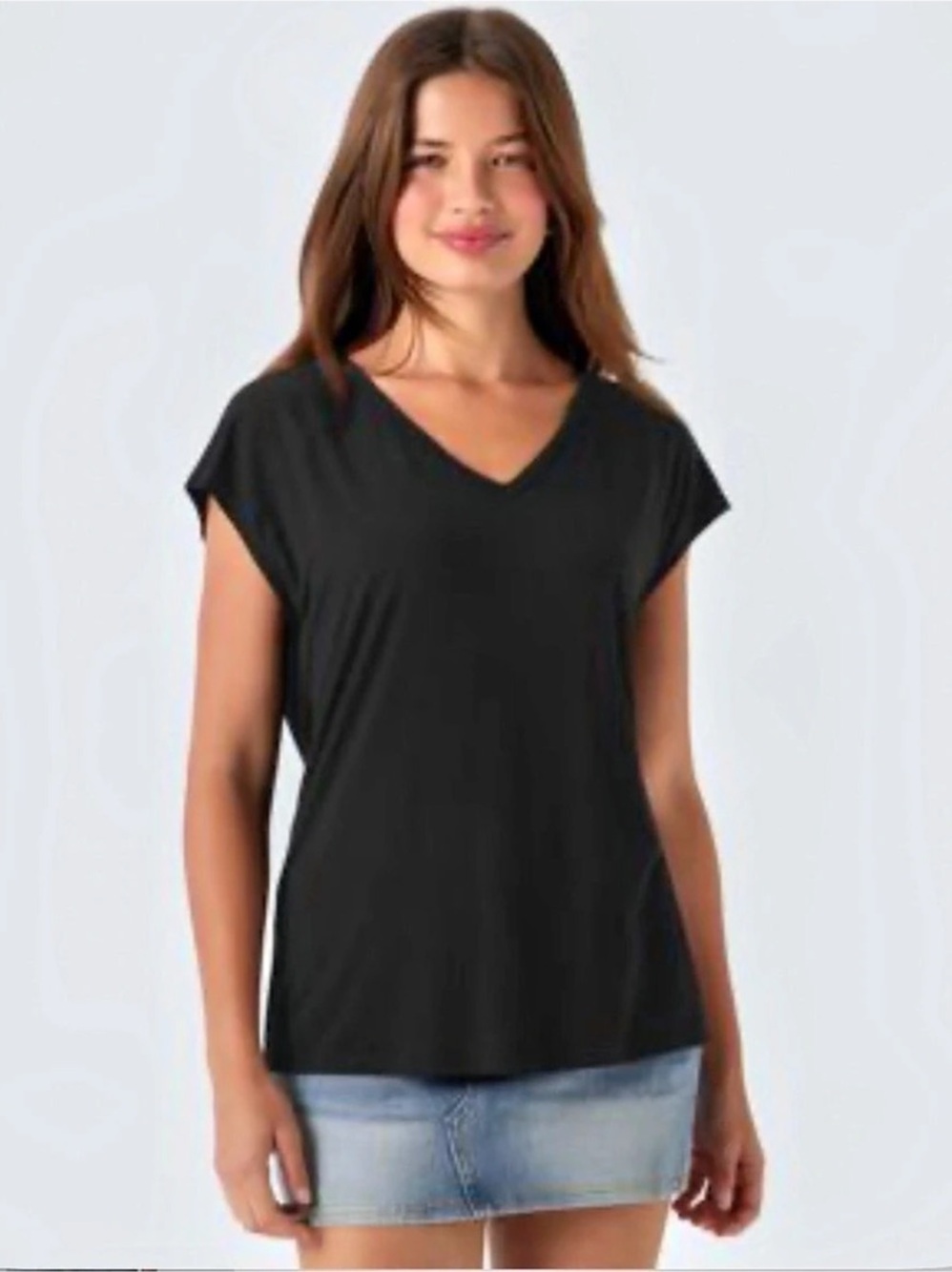 Black V-Neck Short Sleeve Top Like New